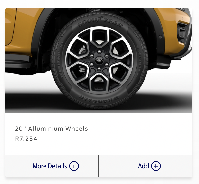 0simudn's tweet photo. Even with all the extras I would want, the Ford Ranger Wildtrak still came in at under R1 mil. There is currently no way to spec it above one million - @FordSouthAfrica  has a winner.

R986,000 - Was my price.

Spec yours here: https://t.co/tLplOPrPvu https://t.co/GD1vSPB5KB