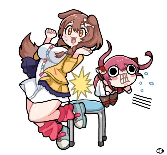 ころさんにケツアタックする船長#マリンのお宝 #できたてころね 