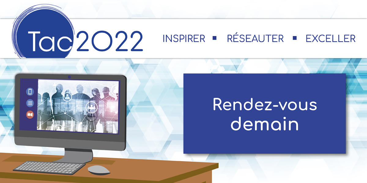 👉 J-1 avant le colloque Tac2022! 
 - le 7 déc. 2022, à 19 h : conférence Marie à-Josée richer; 
 - le 8 déc. 2022 sera rythmée par une série d’activités offertes aux conseils scolaires de langue française de l’Ontario et la conférence de clôture de <a href="/SteveMasson/">Steve Masson</a> à 16 h.
#Tac2022