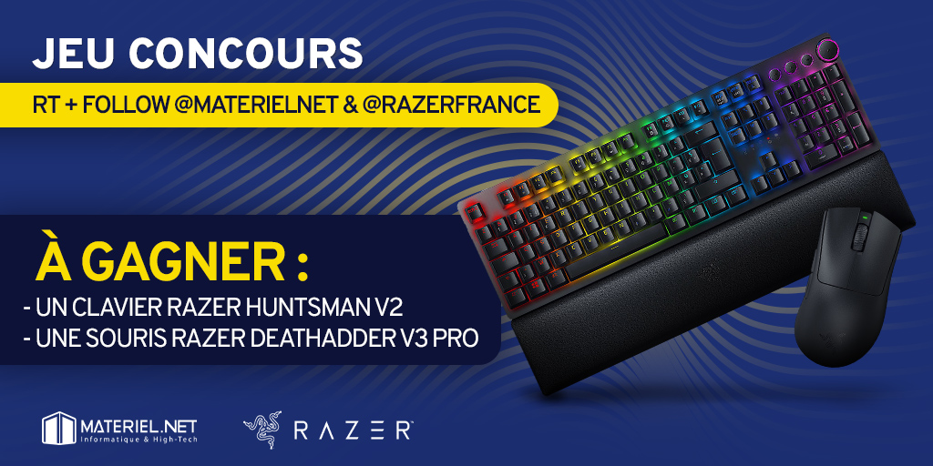 🎁 𝐂𝐎𝐍𝐂𝐎𝐔𝐑𝐒 𝐎𝐂𝐂𝐈𝐓𝐀𝐍𝐈𝐄 𝐄𝐒𝐏𝐎𝐑𝐓𝐒 🎁

👀 En jeu : 1 pack gaming Razer 🐍
⌨ Clavier Razer Huntsman V2
🖱 Souris Razer Deathadder V3 Pro

👉 RT + Follow @Materielnet &amp; <a href="/RazerFrance/">R Λ Z Ξ R 🇫🇷</a> 👈
🎰 TAS : 13/12

#OES2022 <a href="/OccitanieEsport/">Occitanie Esports Montpellier #OES2022</a>