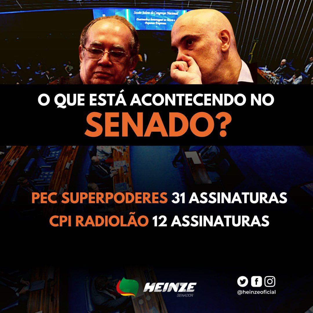A inversão de valores no Congresso assusta, mas não vamos desistir. O povo fez a sua parte e votou pela renovação do Senado Federal, esperamos que os novos eleitos sejam leais a população! 

#SegueOPassoDoHeinze