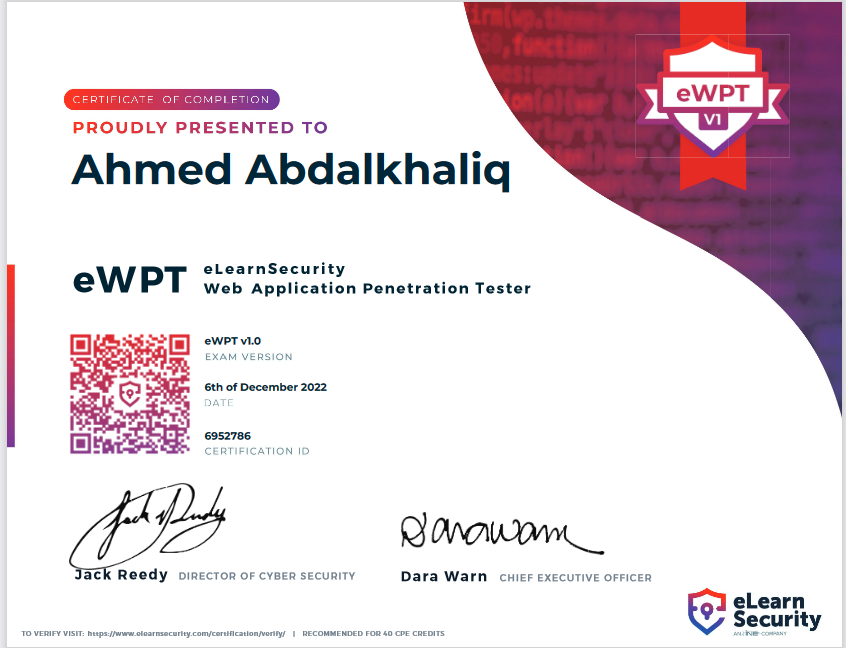 lu3ky13's tweet image. Got my eWPT certification today.

verified.elearnsecurity.com/certificates/2…
#eWPT #ine #eLearnSecurity @eLearnSecurity  @ine