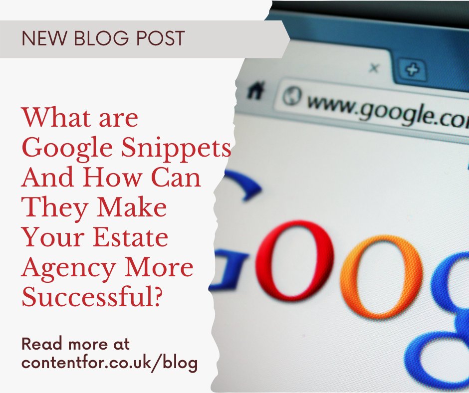 broadwaypublish's tweet image. Secure a Google Snippet with your estate agent content, and you're cooking on gas! Find out why this is an important goal and how you can achieve it! Read now: contentfor.co.uk/what-are-googl… #googlesnippet #content #estateagents #marketing #contentfor
