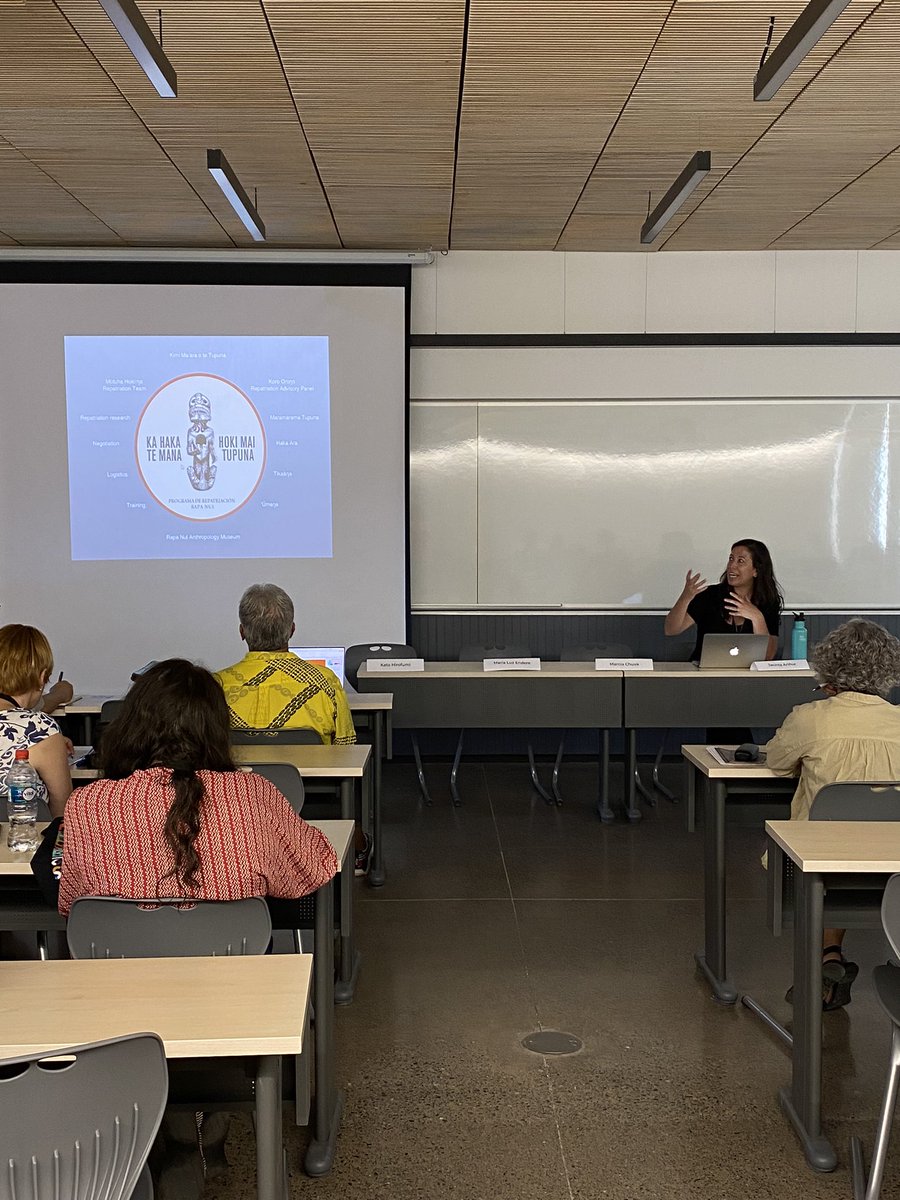 Estamos conversando sobre patrimonio ausente en Rapa Nui, junto a la Dra. Jacinta Arthur. 
#achs2022