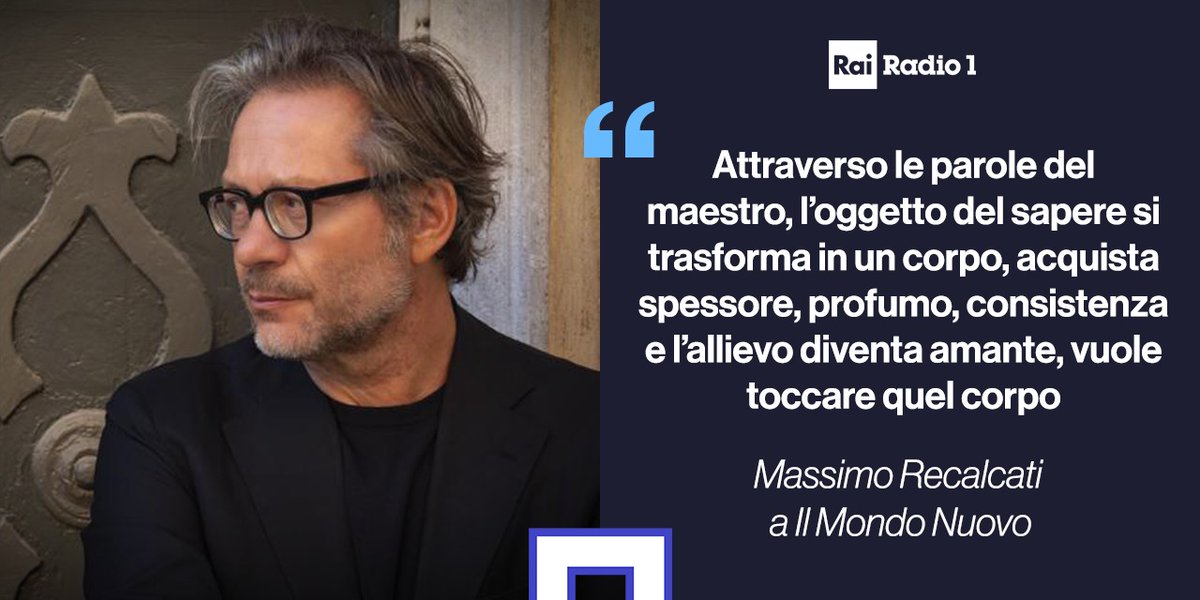 “Attraverso le parole del maestro, l’oggetto del sapere si trasforma in un corpo, acquista spessore, profumo, consistenza, e l’allievo diventa amante, vuole toccare quel corpo" 📻Ogni martedì a #IlMondoNuovo con <a href="/Giovagnoli75/">Vanessa Giovagnoli</a> è ospite #MassimoRecalcati 👉bit.ly/3FuKV4r