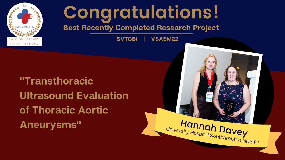 svtgbi's tweet image. Congratulations to Hannah Davey for winning the Best Recently Completed Research Project at this years VSASM in Brighton!

#SVTGBI #VSASM22