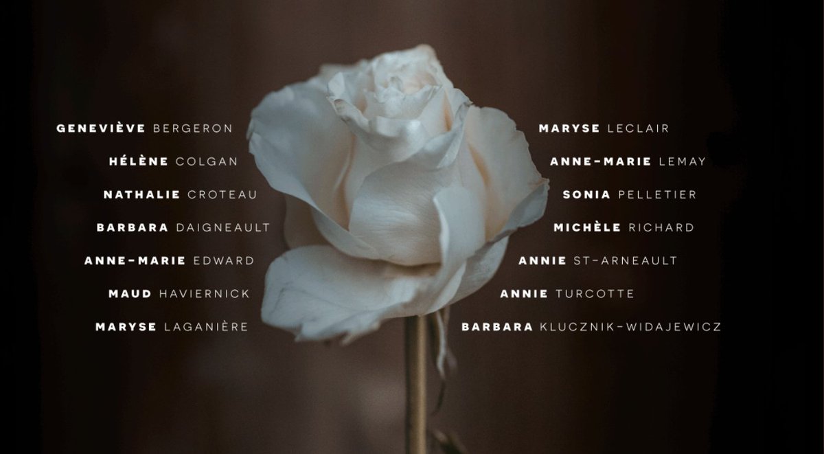 André Picard (@picardonhealth) on Twitter photo On Dec. 6, 1989, a misogynistic gunman murdered 14 women at École #Polytechnique de Montréal because they were women.
Today is the National Day of Remembrance and Action on Violence Against Women in Canada.
via <a href="/Polysesouvient/">PolySeSouvient / PolyRemembers</a> On Dec. 6, 1989, a misogynistic gunman murdered 14 women at École #Polytechnique de Montréal because they were women.
Today is the National Day of Remembrance and Action on Violence Against Women in Canada.
via <a href="/Polysesouvient/">PolySeSouvient / PolyRemembers</a>