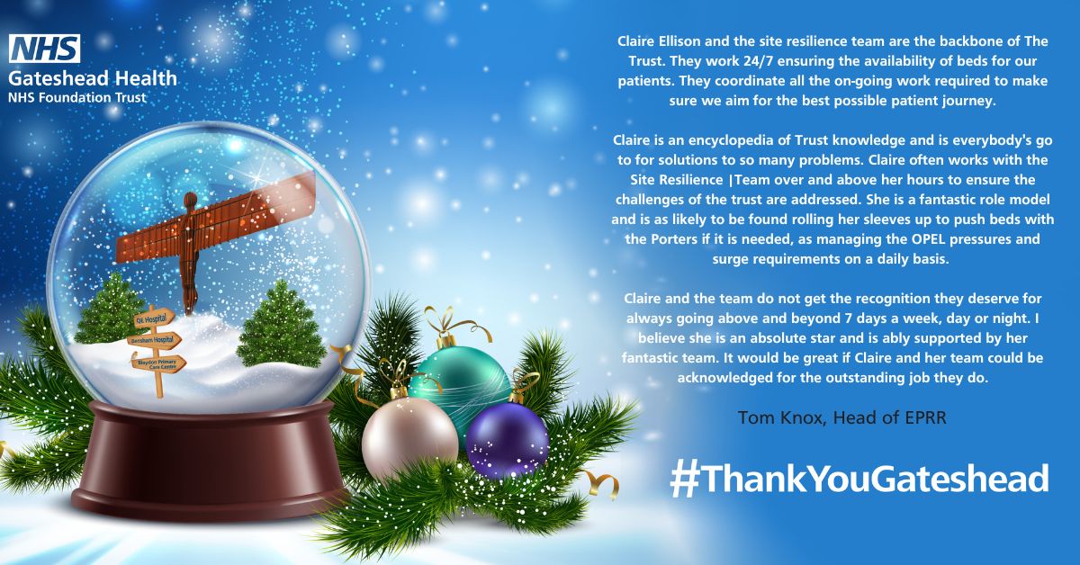 Gateshead Health NHS Foundation Trust (@Gateshead_NHS) on Twitter photo 2022-12-06 12:40:03 It's Thank You Week here at Gateshead and to celebrate, we're sharing some of the messages of thanks from and between our staff for all of their hard work over the past 12 months.👏 You can get involved in #ThankYouGateshead by sharing your appreciation below. 😊 It's Thank You Week here at Gateshead and to celebrate, we're sharing some of the messages of thanks from and between our staff for all of their hard work over the past 12 months.👏 You can get involved in #ThankYouGateshead by sharing your appreciation below. 😊