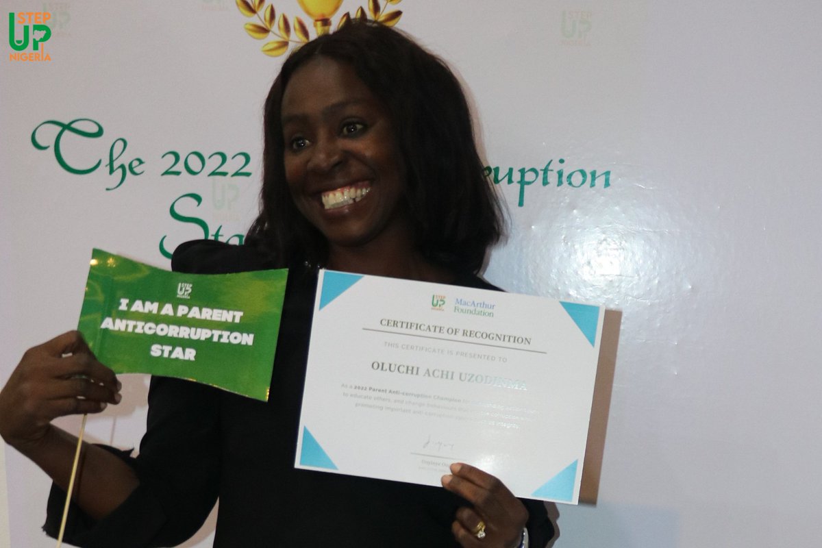 Step_Up_Nigeria's tweet photo. We believe that this is just the beginning and through your actions, more people will be inspired to promote integrity and shun corruption.

#ACSAwards2022 #anticorruptionchampions #fightingcorruption #promotingintegrity #impact https://t.co/5liDGgN2Ny