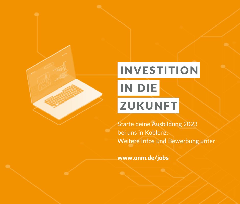 onm_de's tweet photo. Möchtest du in deine Zukunft investieren? Dann starte deine Ausbildung 2023 bei uns als #Fachinformatiker Anwendungsentwicklung (m/w/d)  oder #Mediengestalter für Digital- und Printmedien (m/w/d) Fachrichtung Gestaltung und Technik https://t.co/1i5CyMCXKG
#ausbildung #koblenz https://t.co/YlYHKqYy6Z