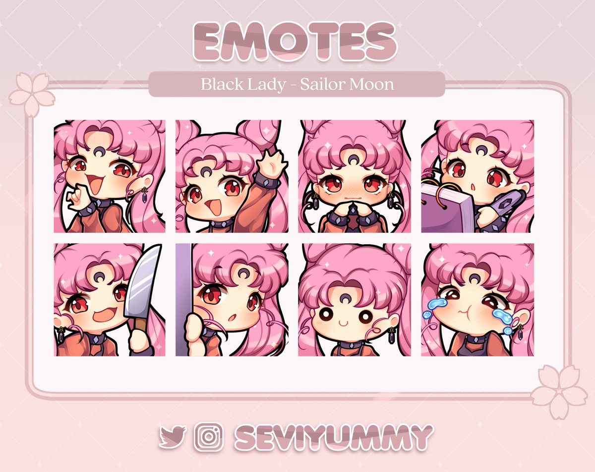 🌙   Sailor Moon Emotes🌙 
🌸  $10 each set 🌸

You can find these and more on my Etsy and Kofi!
https://t.co/3NmXis57CD
https://t.co/hoJ9Rpdaz9 