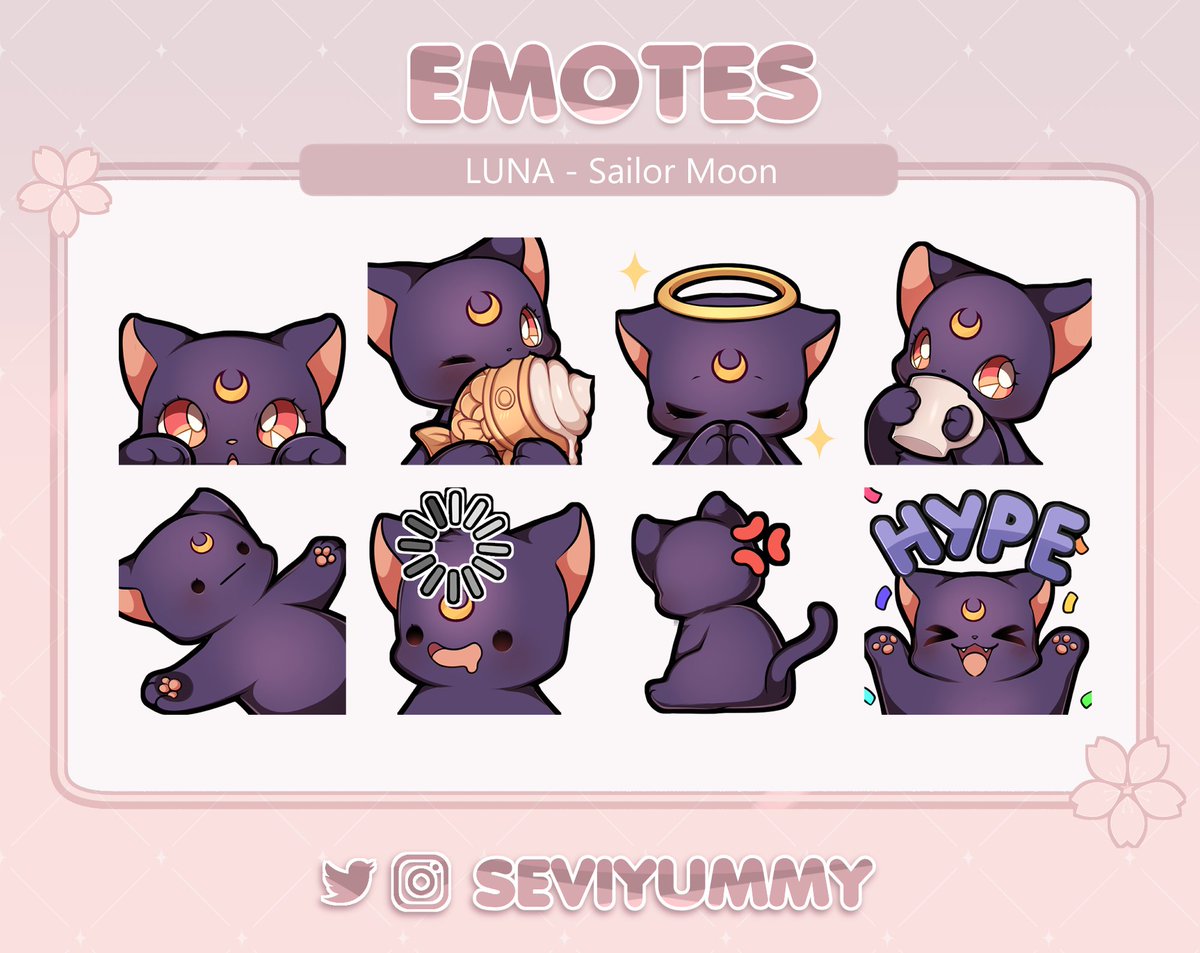 🌙   Sailor Moon Emotes🌙 
🌸  $10 each set 🌸

You can find these and more on my Etsy and Kofi!
https://t.co/3NmXis57CD
https://t.co/hoJ9Rpdaz9 