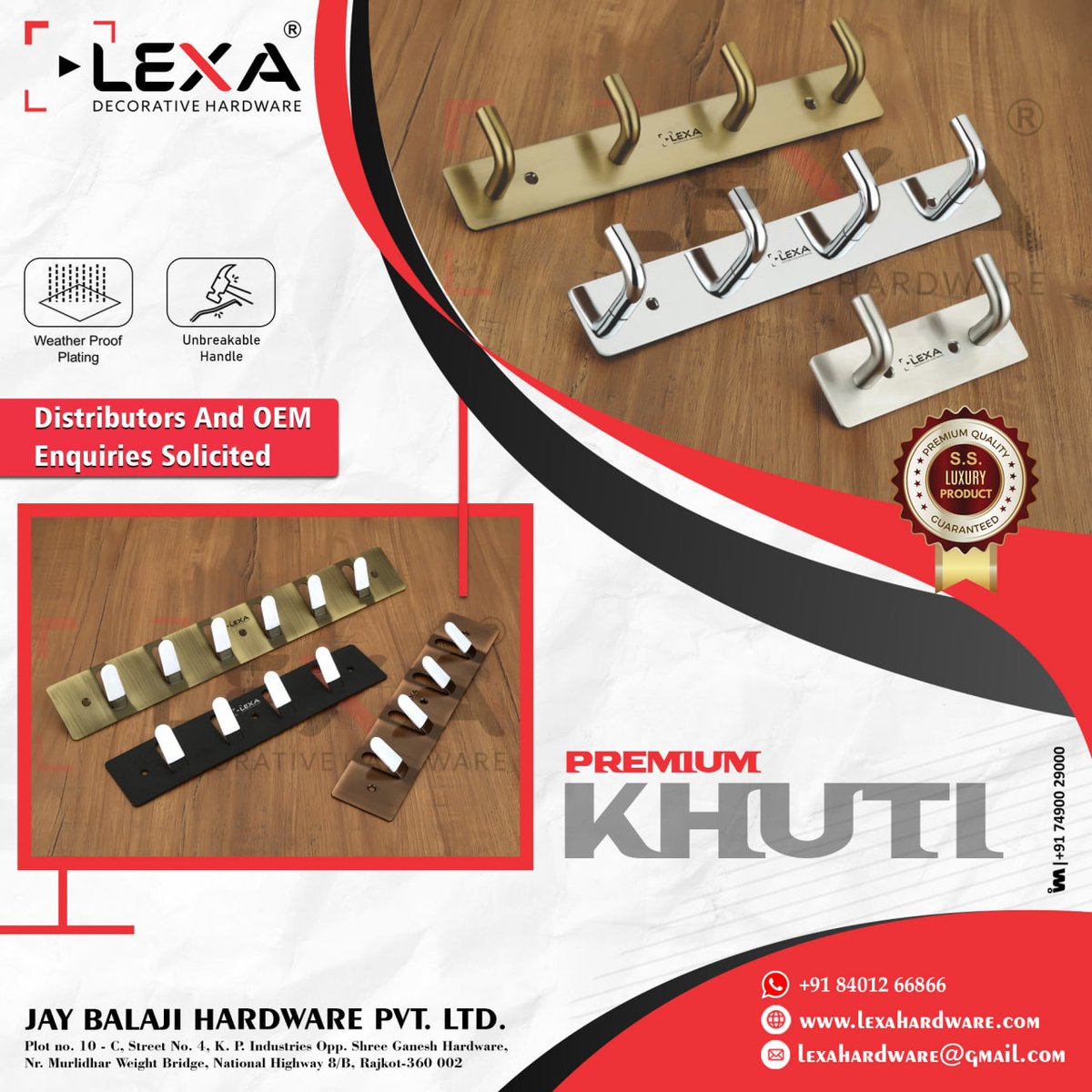 ibais_hardware's tweet photo. JAY BALAJI HARDWARE PVT. LTD. (RAJKOT)

For enquiry via WhatsApp click: 
https://t.co/9shLAtOUYV

Mr. Kamlesh Thummar  - 84012 66866
#mirrorcap #towelrack #knobhardware #doorstopper #keystand #glassdoorhandle #concealhandle #curtainsupport #homedecor 

.
@IBAISMEDIA https://t.co/lHppdff1lY