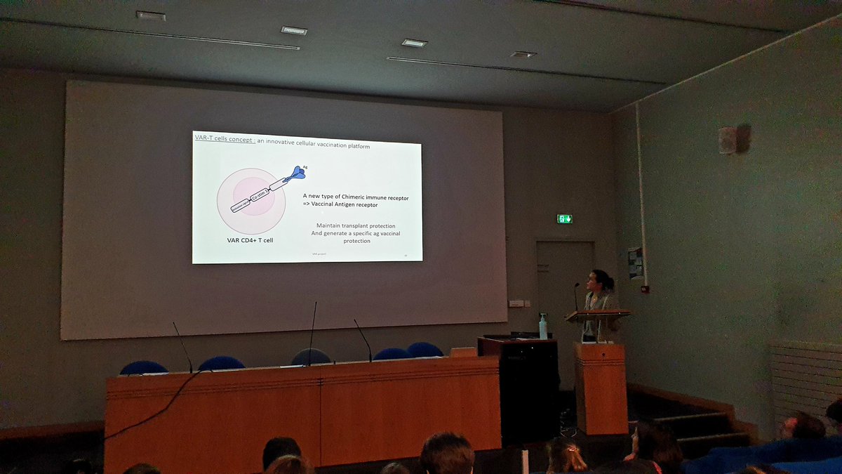 Une super présentation de @FlorianeFusil sur le développement de #VARtcells pour développer de nouvelles approches vaccinales pour les patients transplantés immunosupprimés @Olivier_Thaunat @CIRI_Bcell_lab