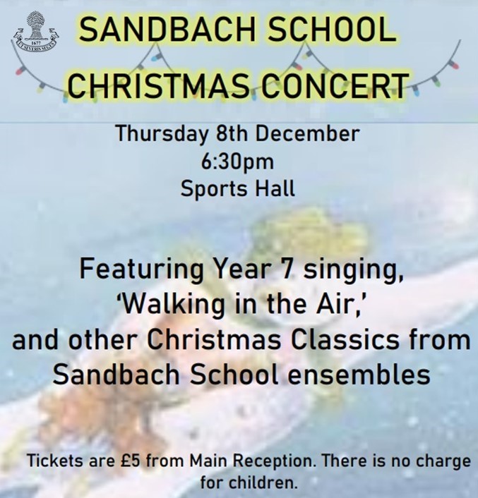 SandbachScMusic's tweet photo. 2 DAYS UNTIL OUR CHRISTMAS CONCERT!!!

6:30pm-7:45pm with Mince Pies and after-show entertainment

pls share: @sandbachschool @LionsYouthBrass @sandbach_gov_uk @SandbachChron @iSandbach @socheshire @VisitCheshire @CheshireLive @CheshireLiveCrw @SandbachConcert @musicforyouth https://t.co/p6YqgOVnGf