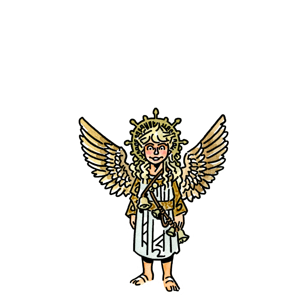 solo wings blonde hair barefoot white background angel simple background  illustration images