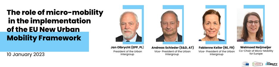 EuropeMicro's tweet photo. We have a fantastic panel awaiting you on 10 January 2023 in the European Parliament, discussing the role of #MicroMobility in the #NUMF. Looking forward to a timely discussion and a great start to the new year. 🎉

📝Register here: https://t.co/QAOxbagyub https://t.co/XeDWFUz6Nz