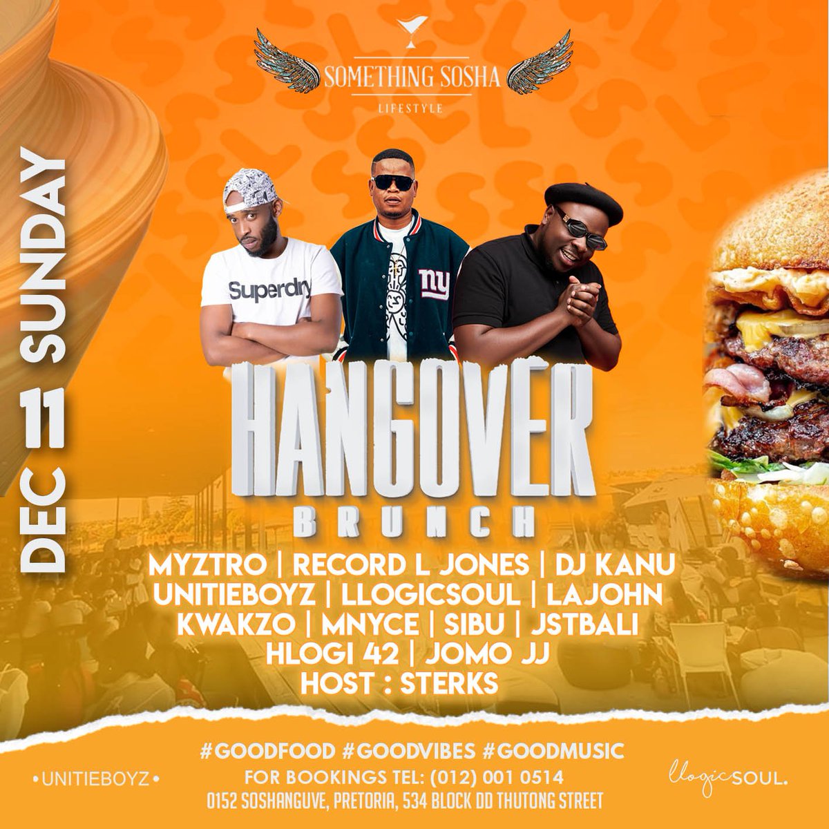 Let's Cure those Hangovers this Sunday at @SomethingSosha over some Good Food, Refreshing Drinks and Good Music 🎶 🎵  Issa @Hangoverbrunch1 baby 💃💃🔥

#SteksTheHost
#HostWithTheMost 
#HangoverBrunch