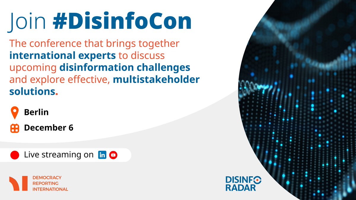 DemocracyR's tweet photo. LIVE 🔴 | Join our #DisinfoCon!
We will be discussing the future of disinformation and ways in which democracies can counter falsehood.
🗒️Programme➡️https://t.co/nluPBGkdv7
📺Stream➡️https://t.co/0yK8IGlJ3B
#DisruptDisinfo https://t.co/YQHQb1M92F