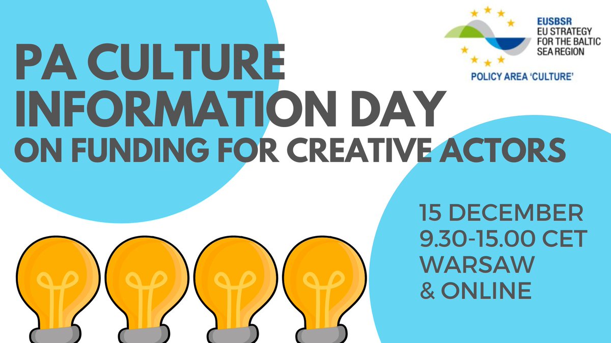 pa_culture's tweet photo. 💡 The detailed agenda for our Information Day on #Funding is now available!
🤝 We have invited experts to talk about PA Culture projects and current funding possibilities in the #BalticSeaRegion. Hurry up, registration is open until 9 December: https://t.co/gsByZbpXXL https://t.co/o1Nq8uUEq7