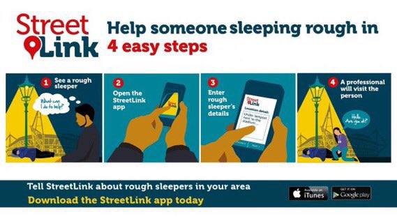 Chief Supt Chris Casey (@btpcasey) on Twitter photo ❄️It’s cold in London today, and will be colder tonight. If you’re concerned about a rough sleeper, <a href="/Tell_StreetLink/">StreetLink</a>.
📱💻Send an alert about people sleeping rough via website, app or phoneline: streetlink.london/Streetlink_Lon…
🙋♀️Alerts passed to local outreach teams
🤝Support provided ❄️It’s cold in London today, and will be colder tonight. If you’re concerned about a rough sleeper, <a href="/Tell_StreetLink/">StreetLink</a>.
📱💻Send an alert about people sleeping rough via website, app or phoneline: streetlink.london/Streetlink_Lon…
🙋♀️Alerts passed to local outreach teams
🤝Support provided