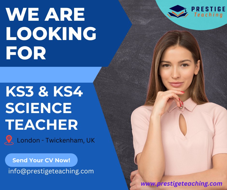 KS3 &amp; KS4 Science Teacher vacancy in London, United Kingdom

Drop us a message or Submit your CV to: info@prestigeteaching.com