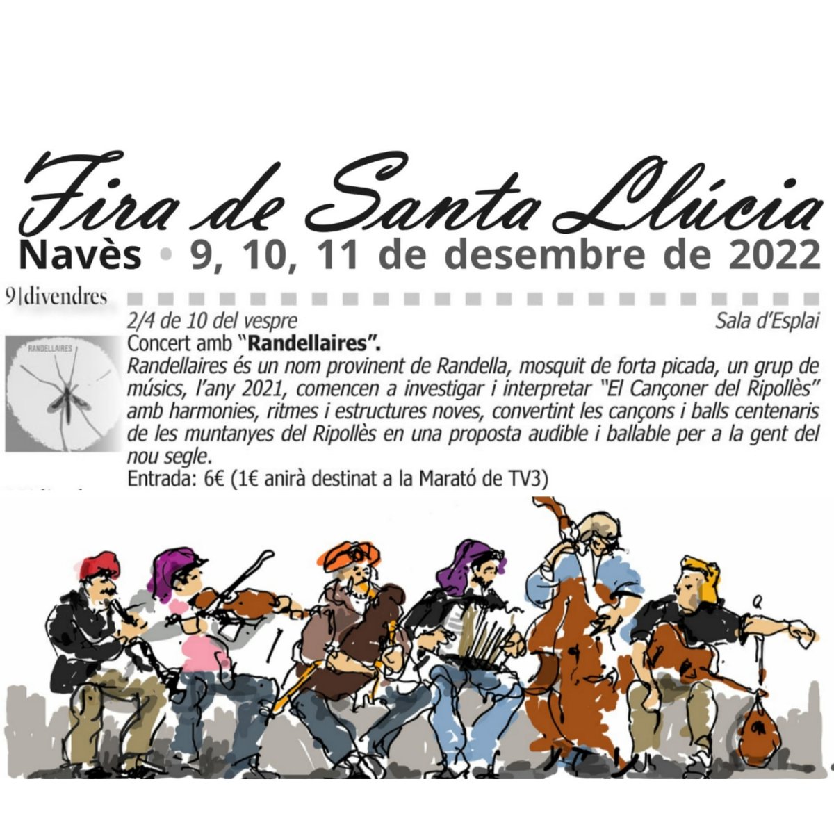 randellaires's tweet photo. Som-hi!. Aquest divendres 9 de desembre a 2/4 de 10 del vespre cap a Navès!.
Us hi esperem!. https://t.co/oDnOo90ylJ