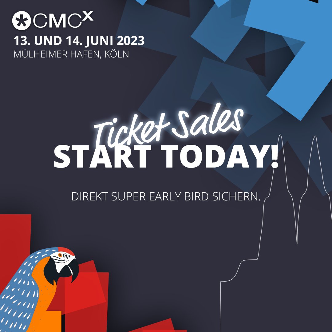 Contilla's tweet photo. 🥁 Es geht wieder rund! Der Ticketverkauf für die #CMCX 2023 startet mit einem Opening Special und den unverschämt günstigen Super Early Bird Tickets. 
👉 https://t.co/e7twv1fYuJ https://t.co/QkkMXcTcDa