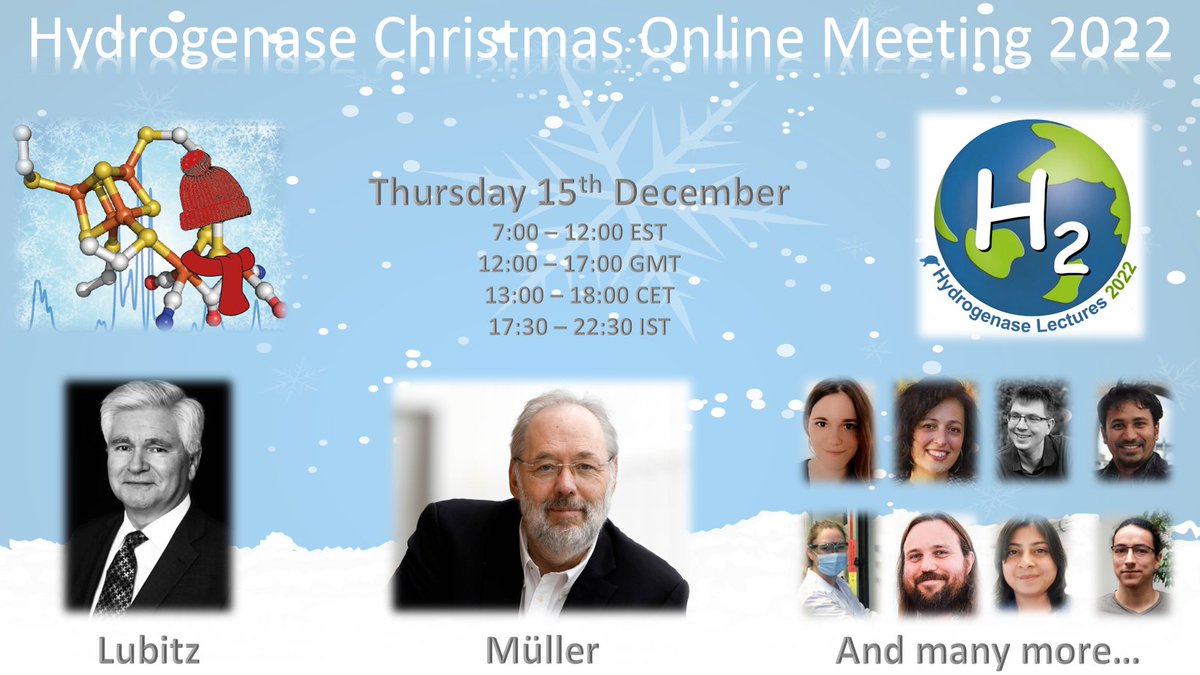 One year of #HydrogenaseLectures is coming to a close 😢
To celebrate, we organized an online Christmas symposium that will take place Dec 15 🎄🎄🎄
Attendance is FREE, DMs are OPEN, please SHARE 🙏🏻
<a href="/_PatriRM/">Patricia Rodriguez Macia</a> <a href="/JamesBirrell86/">James Birrell</a> <a href="/Berggrenlab/">Berggren@UU</a> <a href="/stripp_lab/">Sven T. Stripp 🇺🇦🔥🌊</a>