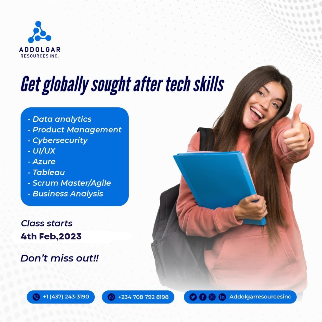 AddolgarR's tweet photo. Our new cohort starts February 2023!!

We will be launching our first business analysis class too.

Are you interested??
Dm or WhatsApp the number on the flier.

#businessintelligence #tech https://t.co/Yeo0M4x4LJ