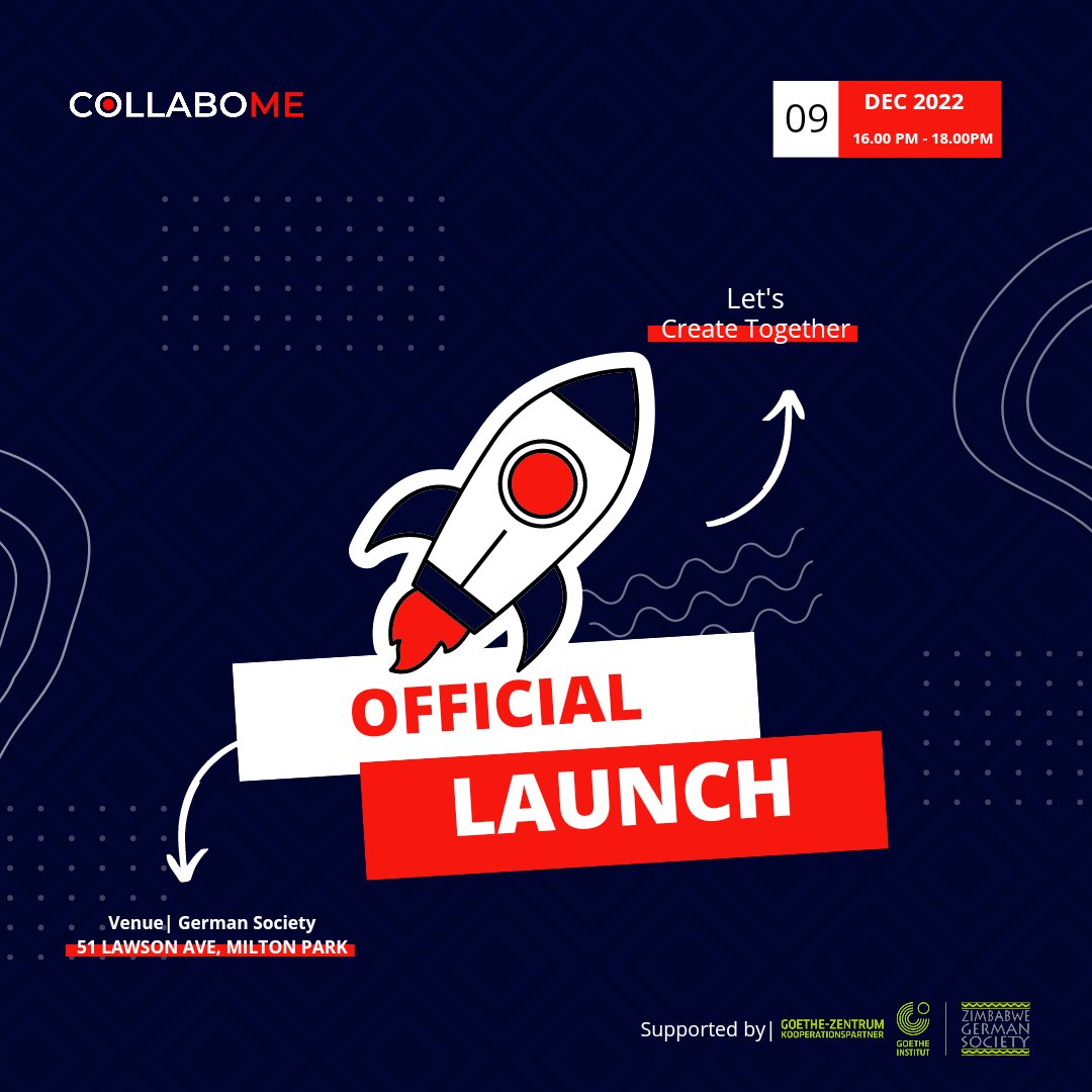 The event is the launch of an online platform called CollaboMe for creatives to collaborate on projects and a showcase on how the platform works. The story on how this product came to life will be shared. This event will be held at The Zimbabwe German Society on 9 Dec[4-6pm]