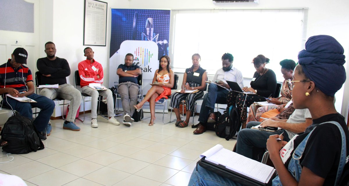 NamMediaTrust's tweet photo. Day 1 | Yesterday we kicked off this year's Podcasting Bootcamp at our training center, NXT Journalism hub. The week-long training will focus on developing podcasting skills, experimenting with new formats, and positioning trainees  in the emerging African podcasting landscape. https://t.co/AgrpRC4xKg