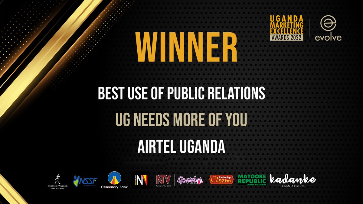 AbwooliFruity's tweet photo. ๐Best Use of CSR - @CentenaryBank
๐Best Use of Public Relations - @Airtel_Ug
๐ Best Use of Digital Marketing - @Airtel_Ug
๐Agency of the Year Digital - @zeus_agency
#UMEAS2022 https://t.co/KAuSAKY17j