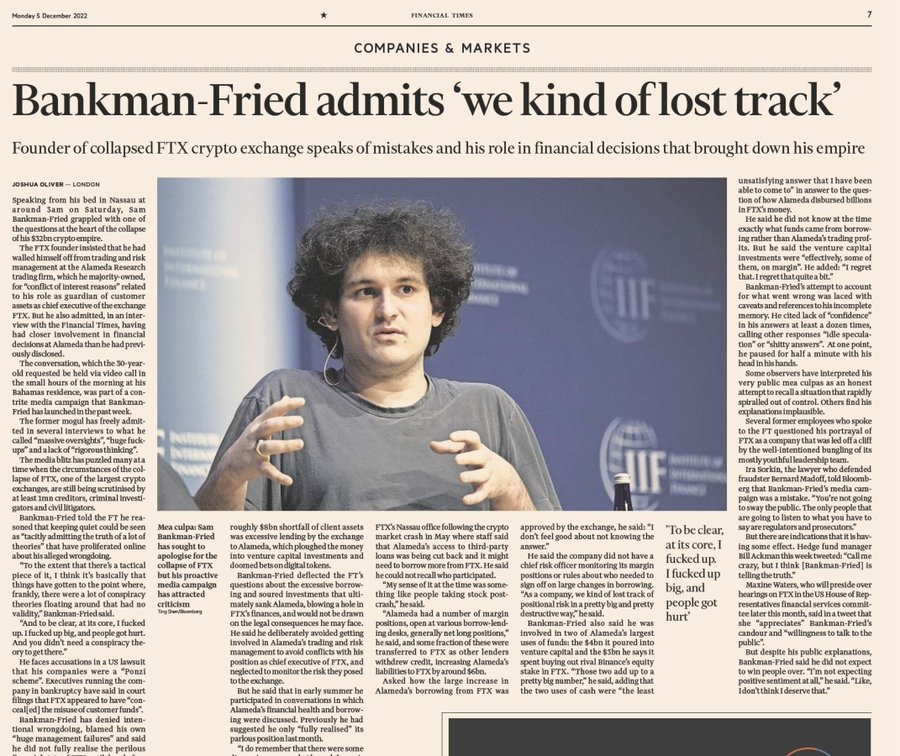 StackerSatoshi's tweet photo. He hasn't "lost his track", he "lost 10 and nine zeros DOLLARS!" 🤬

The amount of the mainstream media exposure #SBF got is mind blowing. 🤯
Also, it's mainly to excuse himself. https://t.co/Azxb5A0KDp