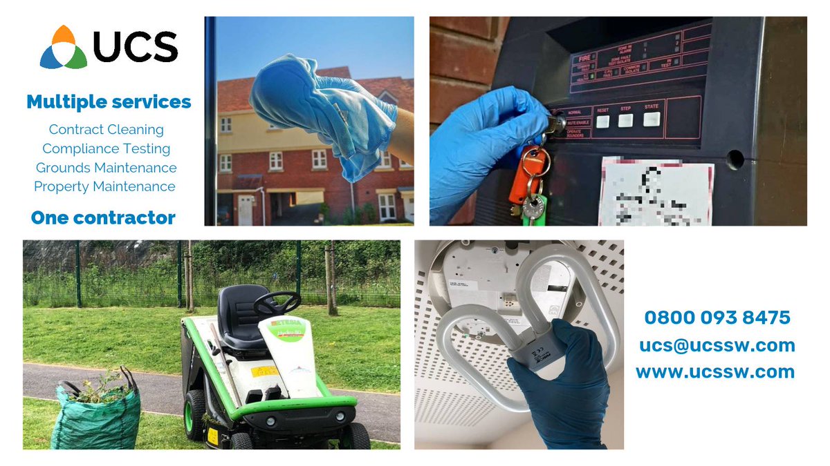 UCSSWGroup's tweet photo. Take a look at our multi-discipline service, which will be of particular benefit to those involved in property and estates management.

One contractor providing contract cleaning, grounds maintenance, routine property maintenance and compliance testing.

https://t.co/D1UYht68ET https://t.co/W5mkcwfX6x