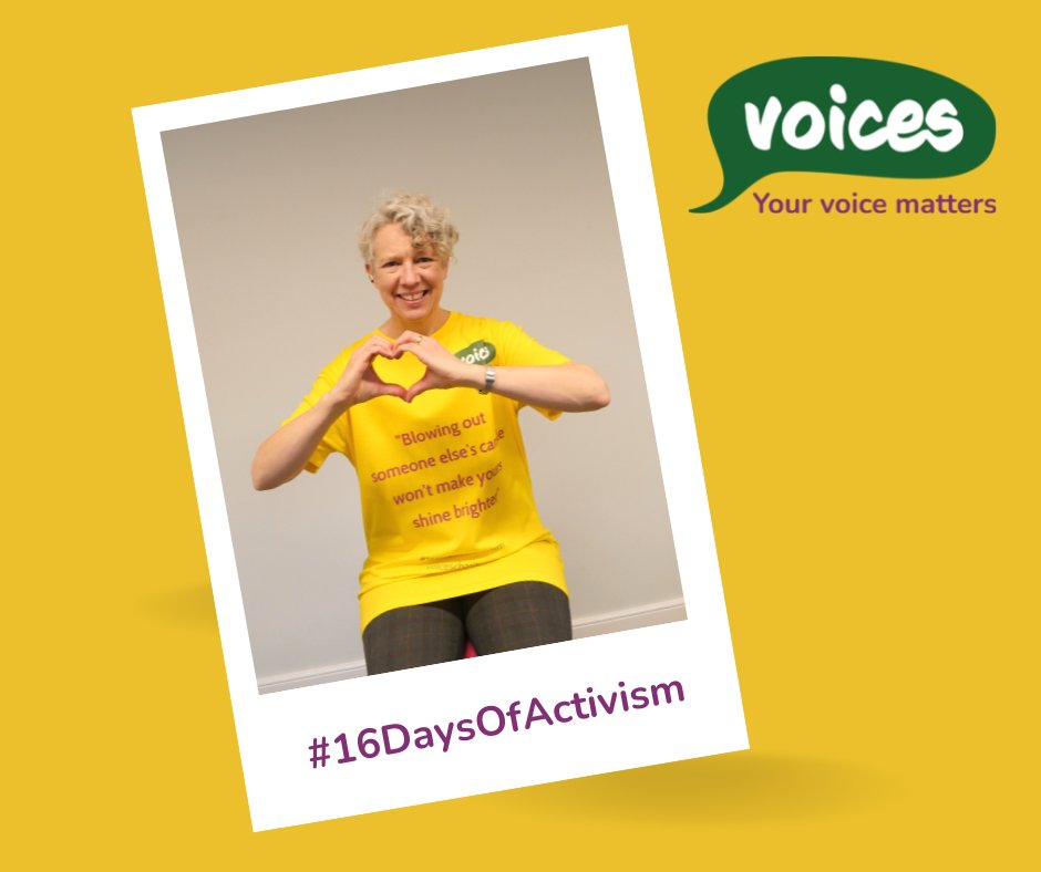 Voices_Charity's tweet image. DAY 12 of the #16days! Co-founder of Bath Women’s Fund @emmabeeston01 supports #16DaysofActivism against gender-based violence. Her t-shirt says; “Blowing out someone else's candle won't make yours shine brighter.” These are words from a survivor of domestic abuse. #16days