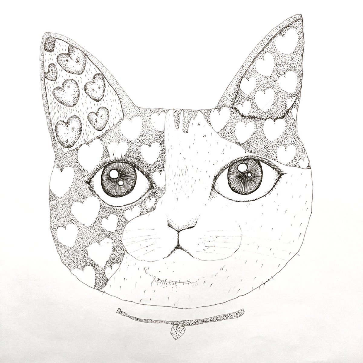 kiccomseccomas's tweet photo. 今、この猫ちゃん描いてる。
#猫　#art #販売　#絵画　#イラスト　#cat  #Heart #ハート #可愛すぎた https://t.co/LOdYfnxLQj