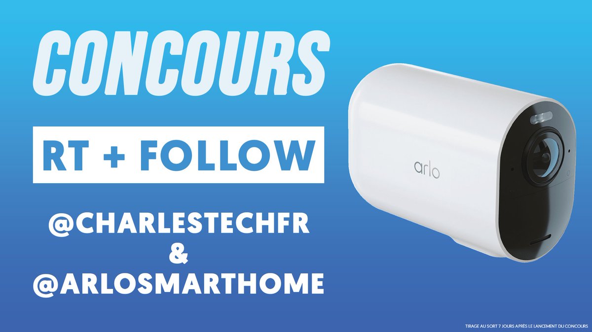Charles Tech (@charlestechfr) on Twitter photo 🎁 #CONCOURS - Une caméra pour surveiller ton jardin, balcon, appartement, ...
🔁 RT ce tweet
👉 FOLLOW <a href="/charlestechfr/">Charles Tech</a> et <a href="/ArloSmartHome/">Arlo Smart Home</a>
🔔 Active la cloche pour ne rien louper !
📅 Tirage au sort le 13/12/2022
#CharlesTechNoel 🎁 #CONCOURS - Une caméra pour surveiller ton jardin, balcon, appartement, ...
🔁 RT ce tweet
👉 FOLLOW <a href="/charlestechfr/">Charles Tech</a> et <a href="/ArloSmartHome/">Arlo Smart Home</a>
🔔 Active la cloche pour ne rien louper !
📅 Tirage au sort le 13/12/2022
#CharlesTechNoel