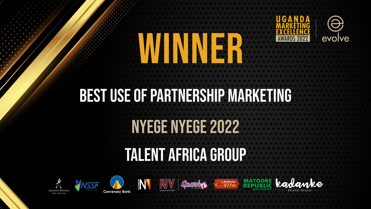 AbwooliFruity's tweet photo. ๐Best Use of Partnership Marketing - Nyege Nyege @talentafrica
๐Best Innovation (Product/Service/Process) USSD/*247# Account Opening - @UgEquityBank
๐Best Advertising Campaign - CFAO Motors Uganda
๐Best Use of Experiential Marketing - @johnniewalkerug
#UMEAS2022 https://t.co/G4dKW1XP4i