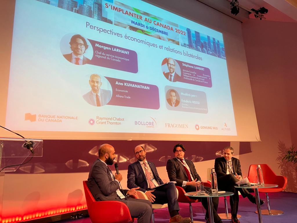 Panel #1 de "s'implanter au Canada" sur les relations bilatérales, selon <a href="/lambertstep/">Stephane Lambert</a> de l'<a href="/AmbCanFrance/">Ambassade du Canada en France</a>  "plus de 2700 entreprises françaises qui exportent au Canada et 44000 entreprises canadiennes qui importent des produits français". <a href="/businessfrance/">Business France</a>