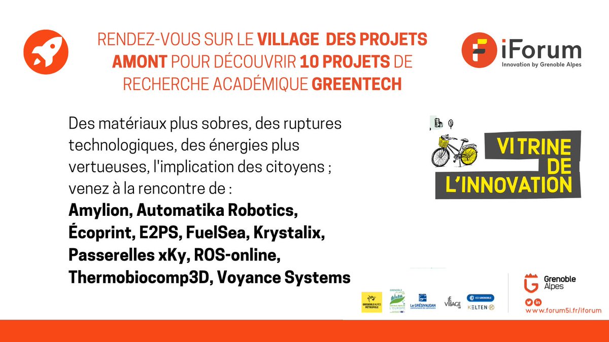 iforumGrenoble's tweet photo. [Vitrine technologique]

Ce jeudi, vous pourrez découvrir les 10 projets amont qui ont été sélectionnés. L’objectif : valoriser des projets de nouveaux produits, d’usages et de services pour la transition écologique et la résilience du territoire.
#GreenTech #innovationchallenge https://t.co/p1OfDm7SFk