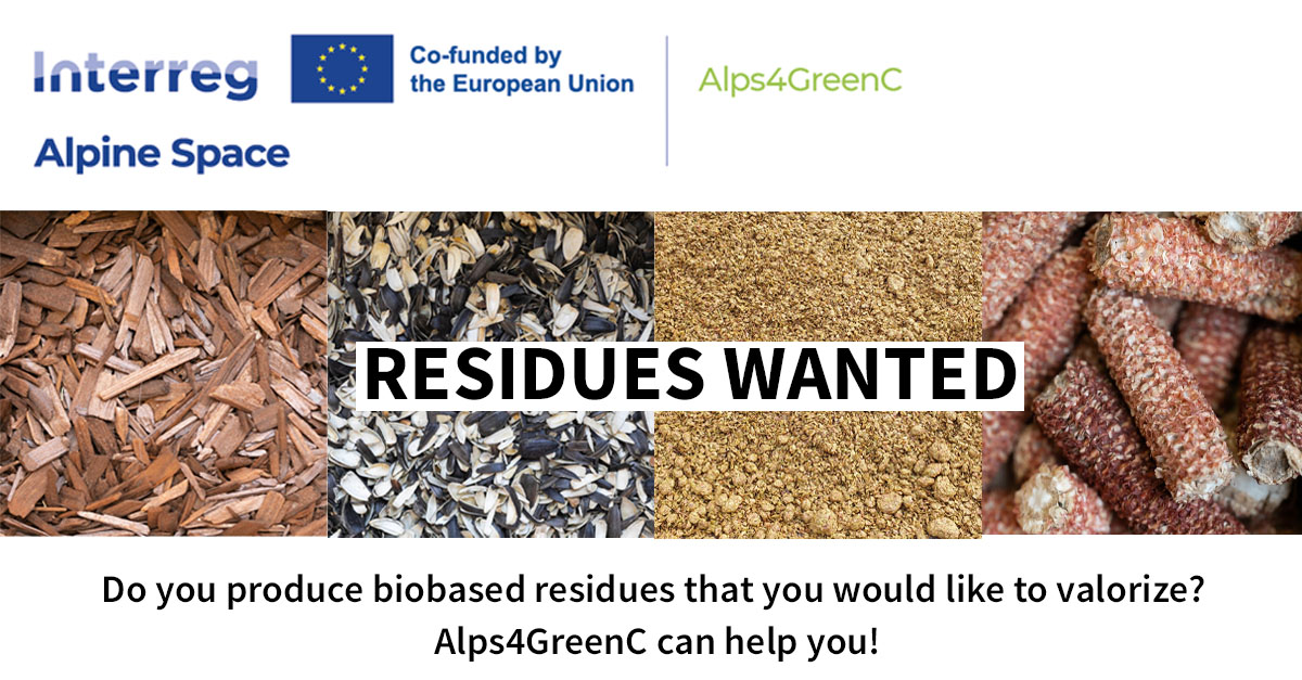 BioBASE_Austria's tweet photo. For our #Alps4GreenC crowdsourcing campaign we are reaching out for #foresters, #farmers, industry (#food processing, #pulp &amp; #paper,..), anyone producing solid residual biomass that they would like to characterize + valorize. More info and registration: https://t.co/lmgbqxUjaT https://t.co/buc2cTOXce