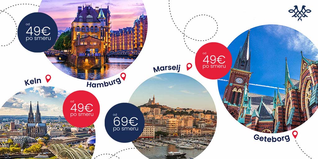 airserbia's tweet photo. Sa velikim zadovoljstvom najavljujemo 4 NOVE rute, u Nemačkoj, Francuskoj i Švedskoj, tokom maja 2023. ✈ 

#Hamburg, #Keln i #Geteborg - tri puta nedeljno.
#Marselj - dva puta nedeljno. 

Rezervišite kartu za naše NOVE destinacije ovde: https://t.co/7IhEcd1KTr.

#AirSebia https://t.co/yeuYKrEl5v