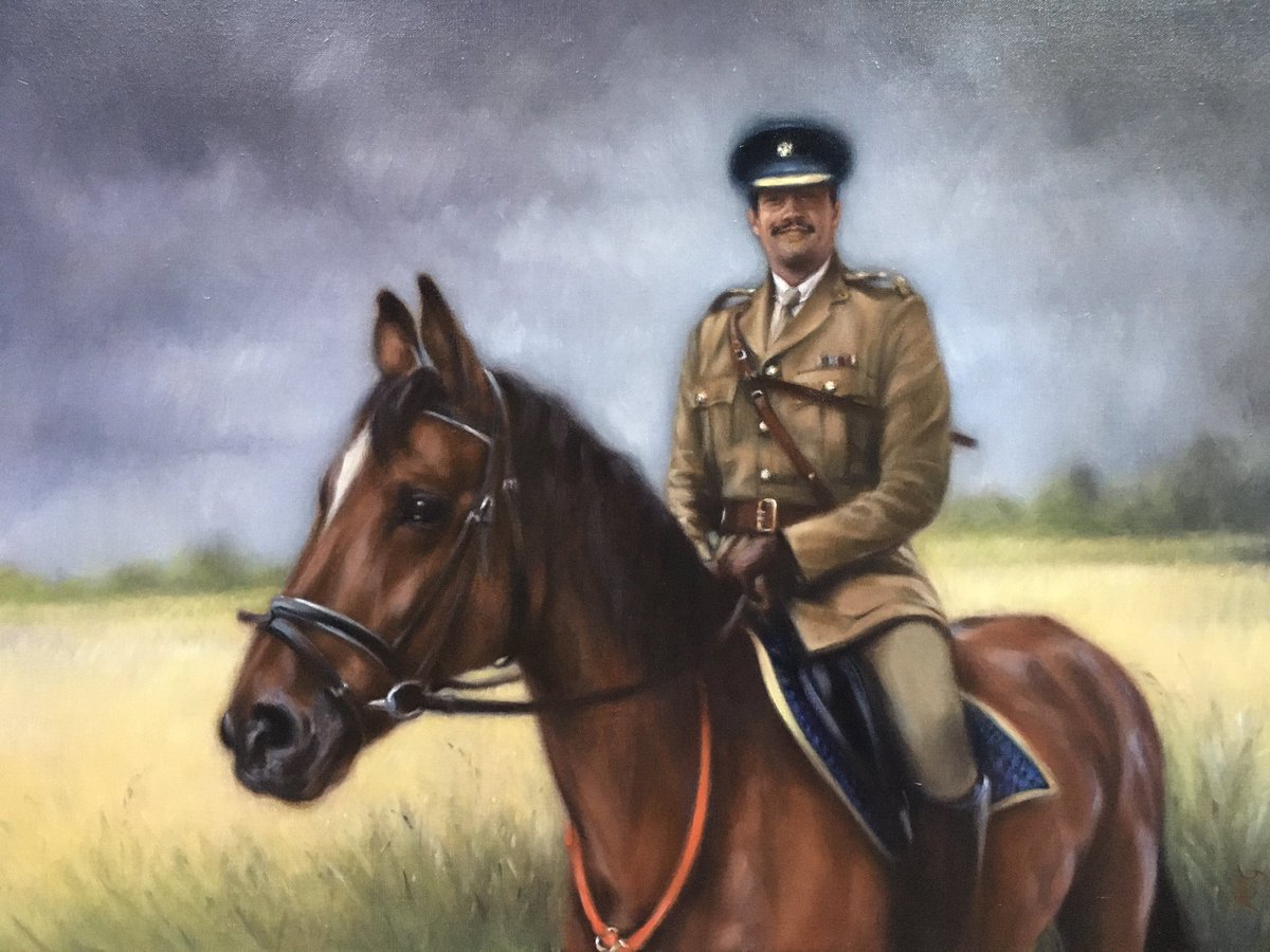 Portrait of Lieutenant Zaki, an officer with the Queen’s Dragoon Guards - varnish day🌟

Although the colours on my photo appear more dark, they are shining 💫

#oilpainting #portrait #art #artist #commissionart #horse #artwork #animalportrait #womanartist #peinture #varnishday