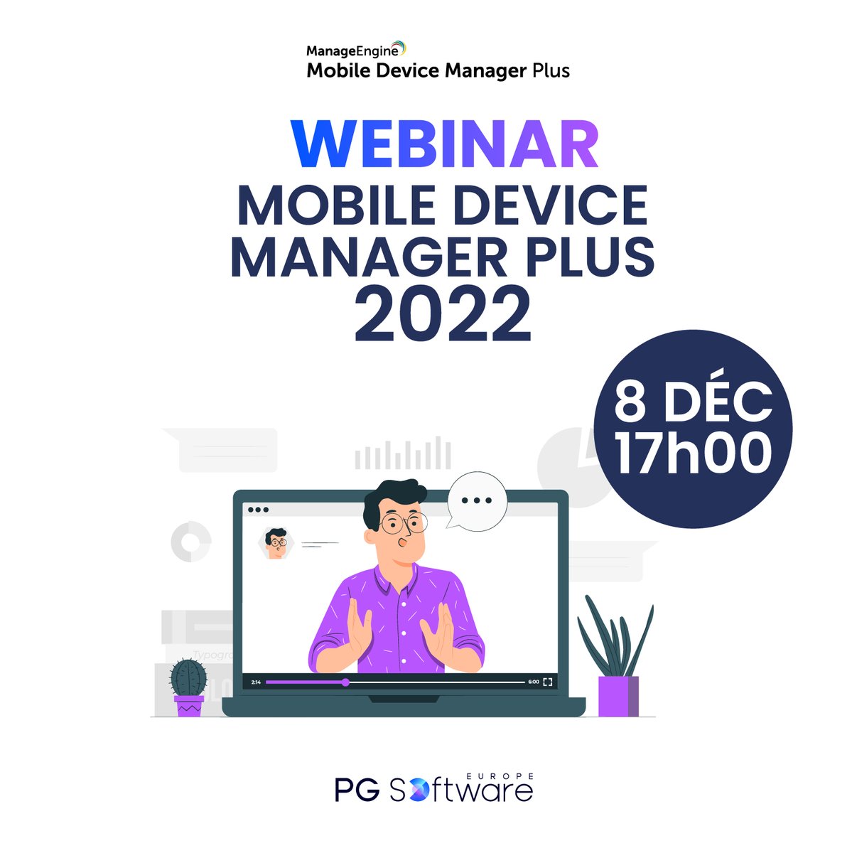 PGS_Europe's tweet photo. Après une année de nouveautés pour améliorer et simplifier Mobile Device Manager Plus, participez au webinar afin de connaître les nouveautés et tout ce qui arrive en 2023 !
Inscriptions :  https://t.co/YdPEHjJv2l

#MobileDeviceManagement #ManagedMobility #MSP #manageditservices https://t.co/K0PGF1z4lf