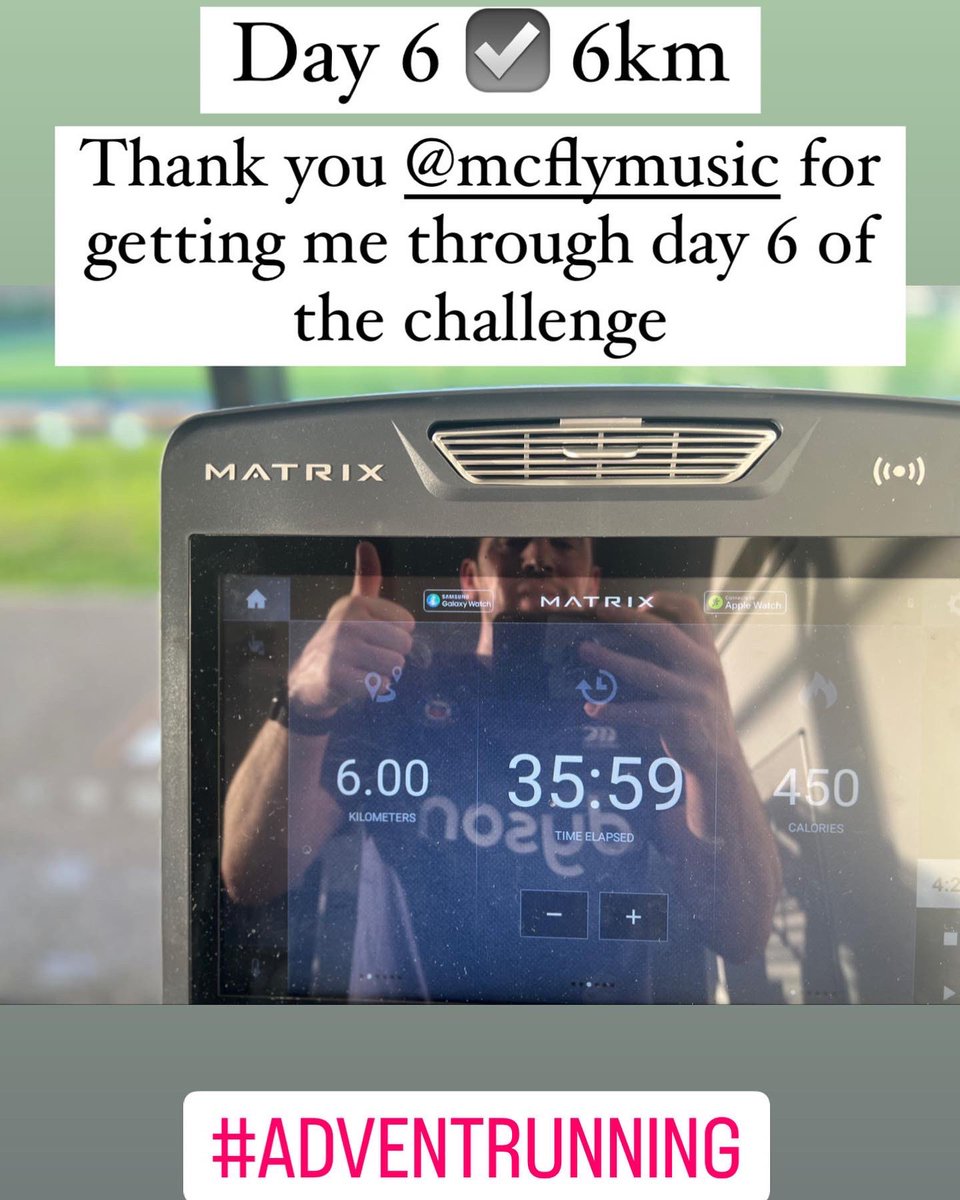 MPWActiveMrW's tweet photo. Day 6 ☑️ 6km - Thank you @mcflymusic for getting me through day 6! It’s getting harder each day but certainly worth the pain!! #mpwactive #adventrunning #fitforchristmas https://t.co/jfXDrUY0T2