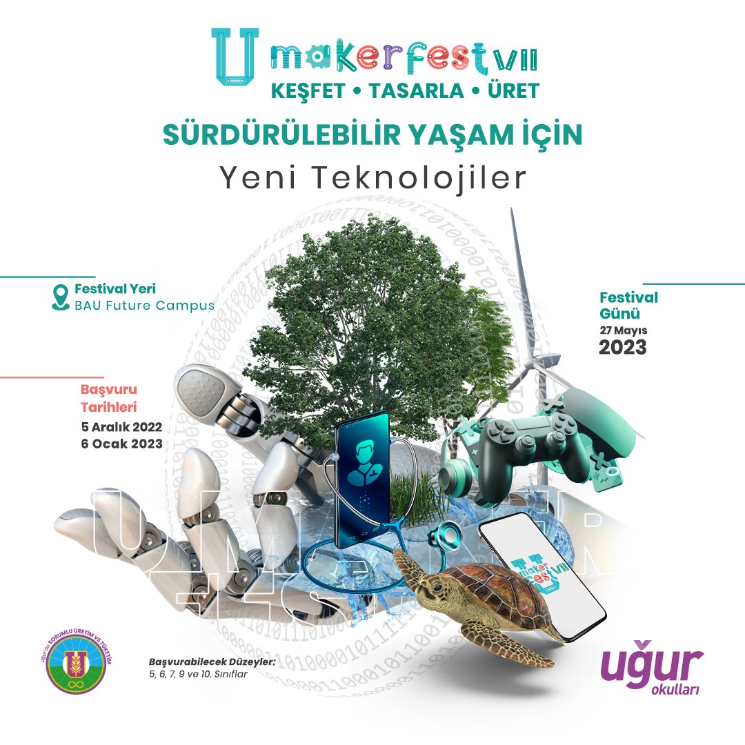 UOIlkadim's tweet photo. Gezegenin geleceğinin, sürdürülebilir çözümlerine ihtiyacı var!
Umakerfest VII' de 10 başvuru alanından birini seç, geleceğin sürdürülebilir teknolojilerine projenle yön ver.
#umakerfest
#uğurluolmak
@nilcicek
@endergur55
@kulein_kulein55
@KaplanCebi https://t.co/Vbh406PIMj
