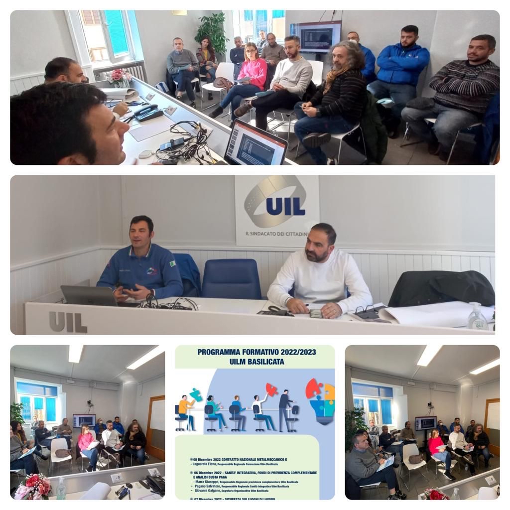 UilmBasilicata's tweet photo. Continua il percorso formativo della uilm Basilicata 
#Metasalute , analisi  della #BustaPaga e confronto sul concetto dei fringe benefit ed in generale del #WelfareAziendale . 
Domani la 3^ sessione formativa di #UilMiForma sulla #Sicurezza.
#zeromortisulavoro https://t.co/21Y56DTh7E