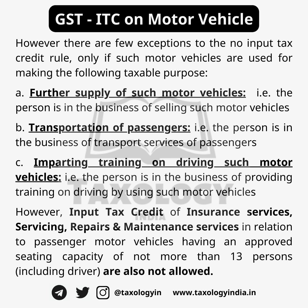 Lets understand about Input Tax Credit on Motor Vehicles in a simple way [related to sec 17(5)]

#motorvehicles #itc