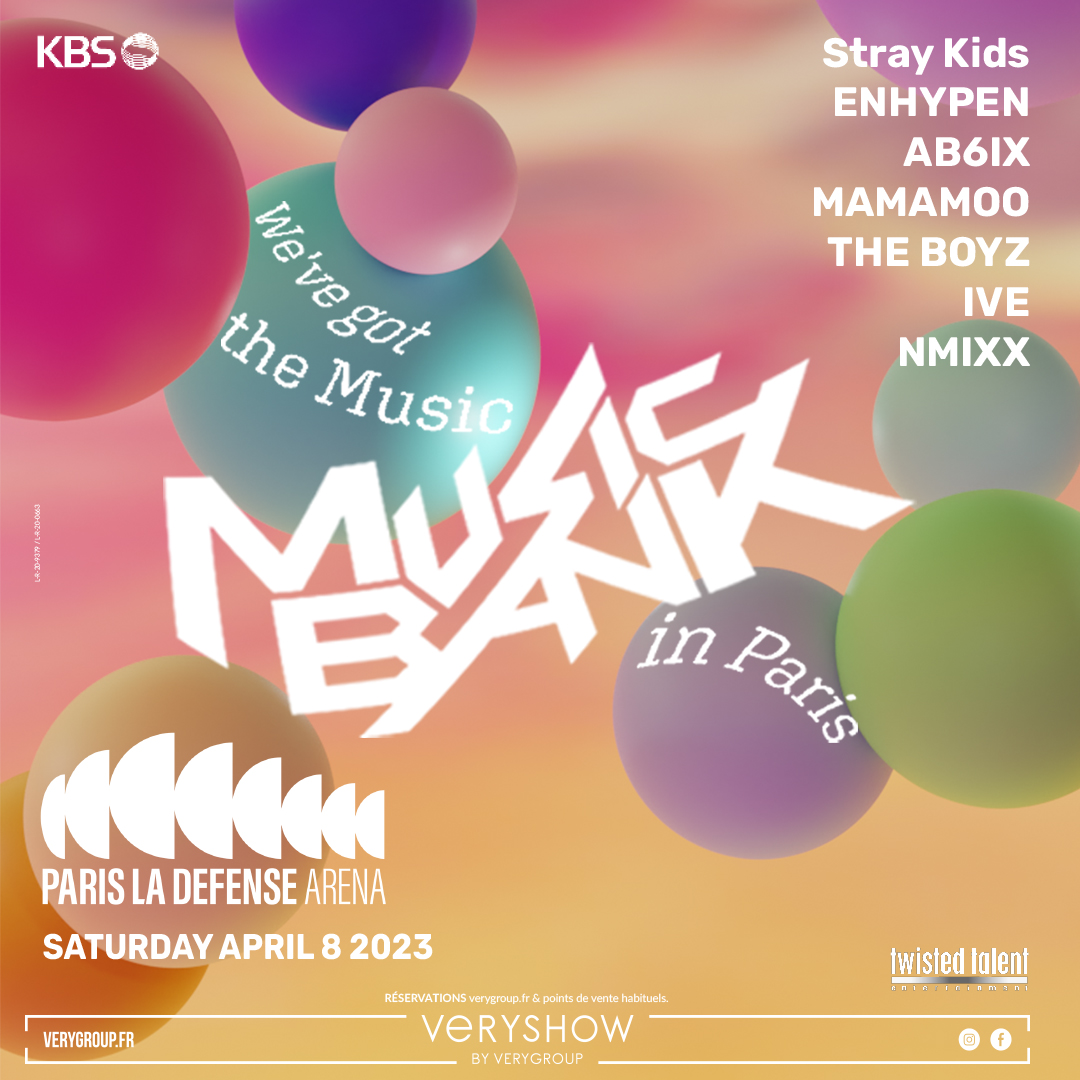 ParisLaDefArena's tweet image. 🚨 ANNONCE 🚨

🎤 La K-Pop s'invite à @ParisLaDefArena avec le retour du festival MUSIC BANK le 8 avril 2023 !

🤩 Retrouvez un line-up complètement dingue : Stray Kids, ENHYPEN, AB6IX, Mamamoo, THE BOYZ, IVE, NMIXX !

🤗 Restez en alerte 👉 bit.ly/3XXzfP1